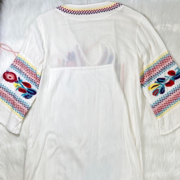 Floral Embroidered Dress Tassels Maxi Kaftan Linen Colorful Boho - Picture 11 of 14